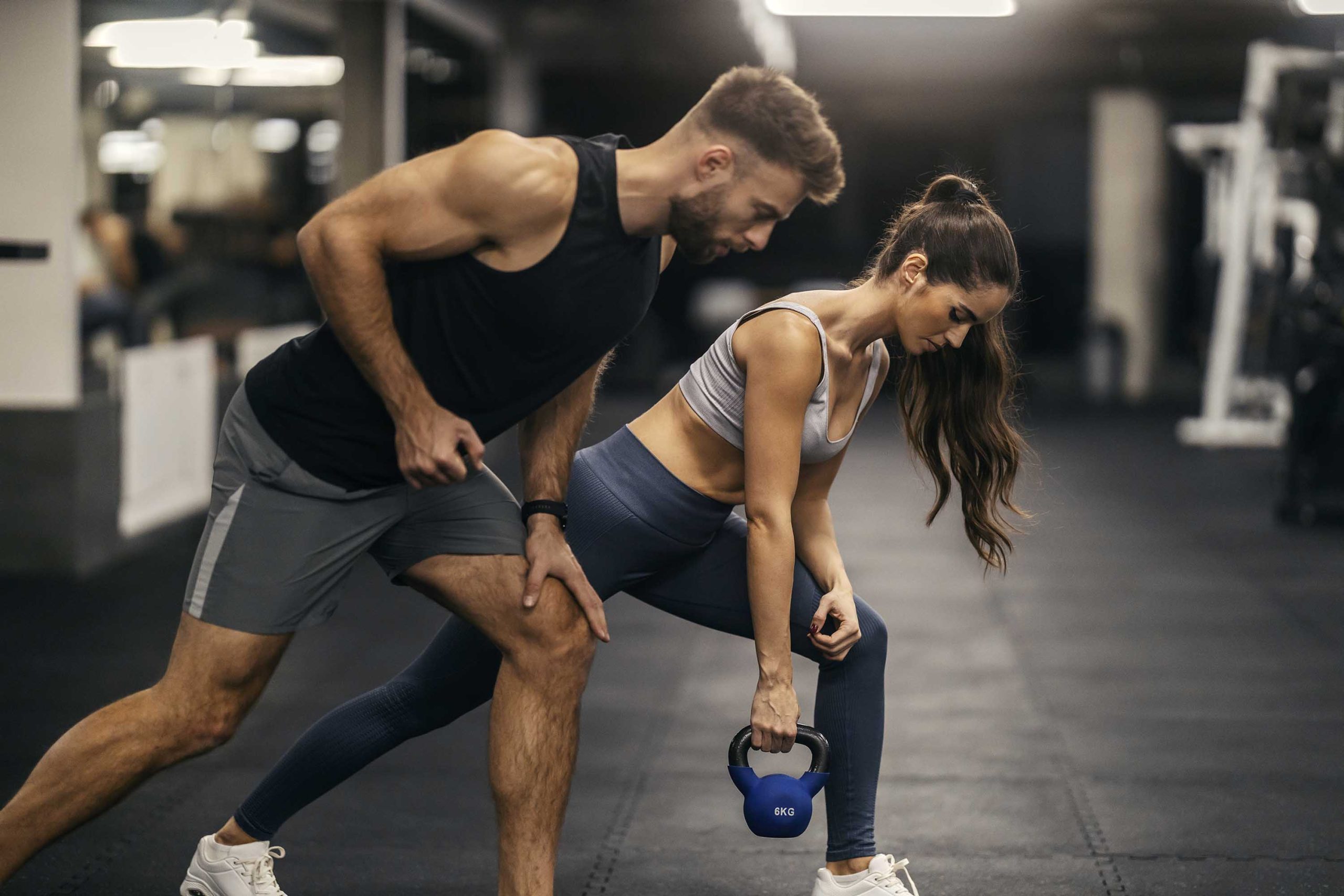 Gym workout equipment prepared for a balanced full-body training session